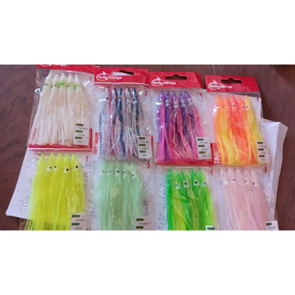 Kit 5 Iscas Artificiais Lula 10cm- para pesca de Robalos, Badejos, Garoupas,tucunarés, black bass entre outros predadores.