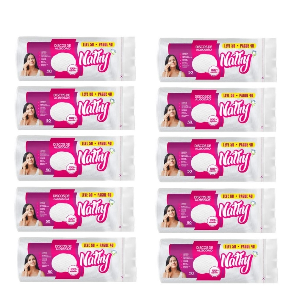 Kit 10 Algodao Disco Com 50 Un / Limpeza Facial Maquiagem em Oferta na Shopee