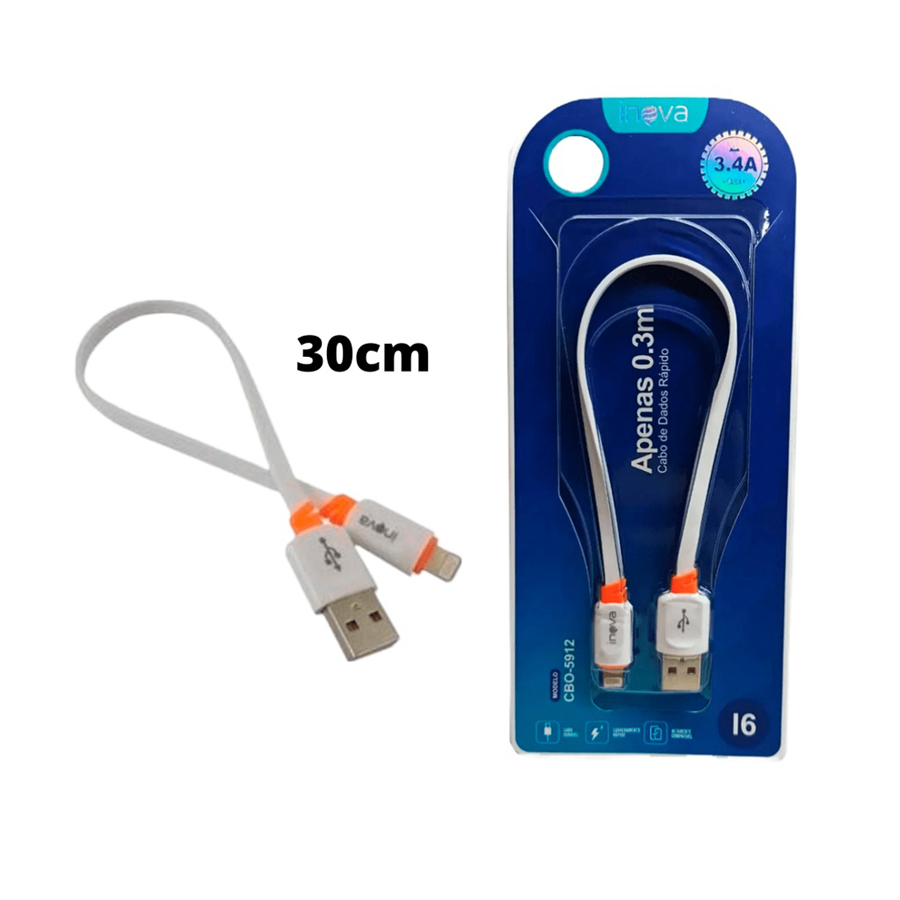 Cabo para Dados e carregamento Inova Carga Rápida 30 cm Tipo-C Micro Iphone