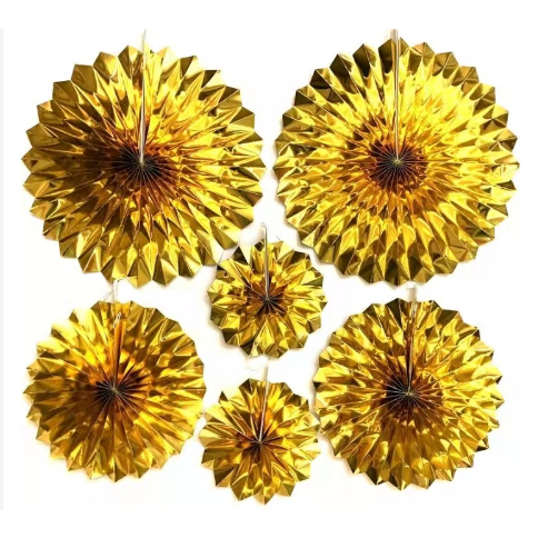 Leque De Papel Metalizado Decoracao De Festas Varias Cores -3 Tamanhos