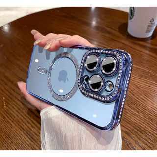 Capa magnética magsafe strass Para IPhone 15/15plus/15pro/15promax transparente novo brilho ante-impacto para carregador sem fio