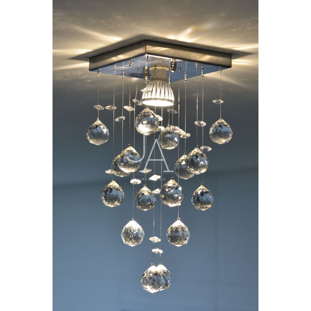 Lustre em acrílico Alto brilho pronto envio modelo chuva para Sala Quarto Base 14x14 ideal para cozinha e quarto