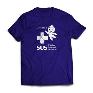 Camiseta "Defenda o SUS" - Serigrafia em algodão fio 30