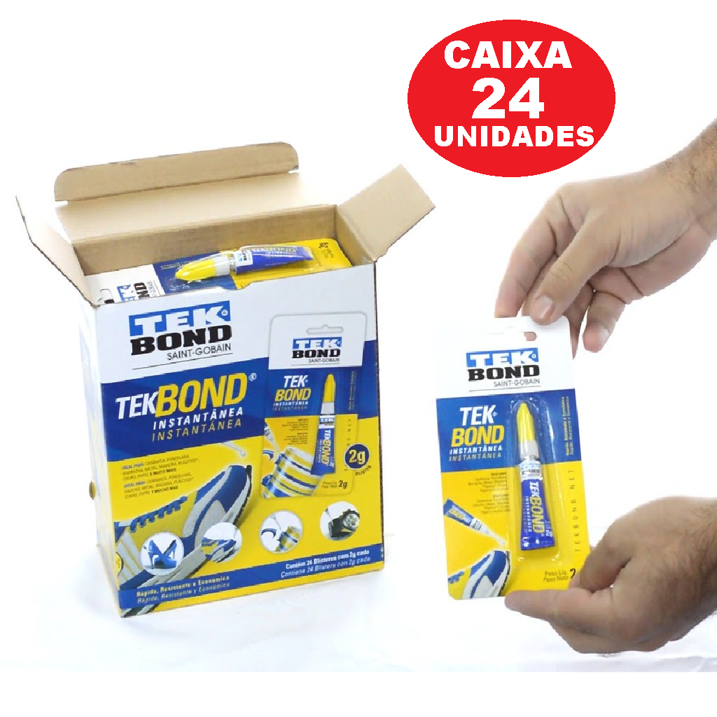 KIT 24 COLA TEKBOND CARTELA 2G INSTANTANEA CAIXA FECHADA SUPER COLA OU 12 CARTELAS em Oferta na Shopee