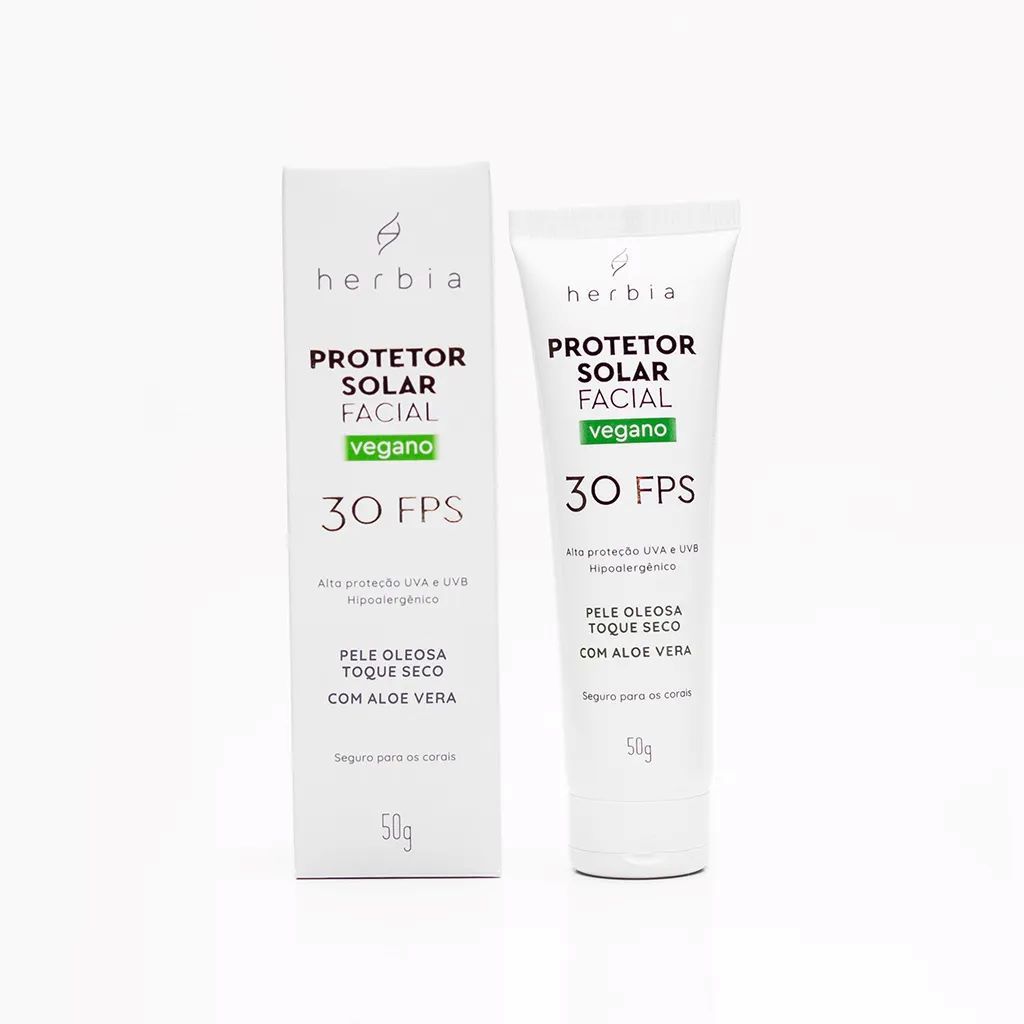 Protetor Solar Facial para Pele Oleosa FPS 30 - HERBIA (50g)