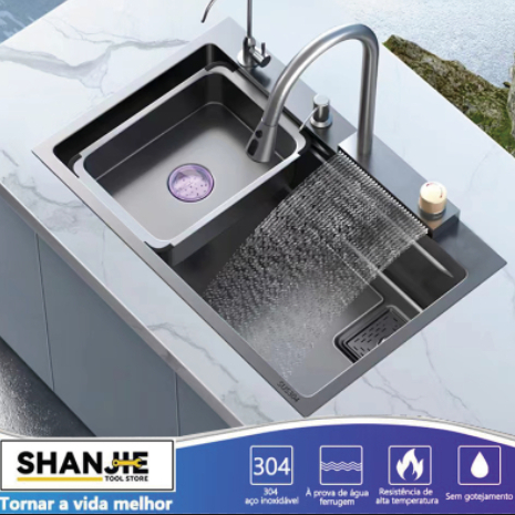 Cuba Cozinha Gourmet Inox/ Ducha Horizontal Torneira Flexível+ acessor Para envio imediato 75cm