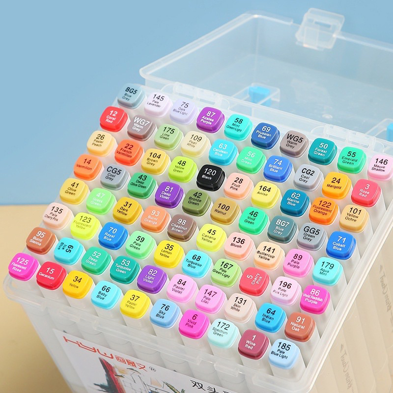 12/24/36/48/60/80 Cores Caneta Marcadora Com Ponta Dupla Para Pintura De Arte/Aquarela/Material Escolar/Escritório presente de dia das crianças