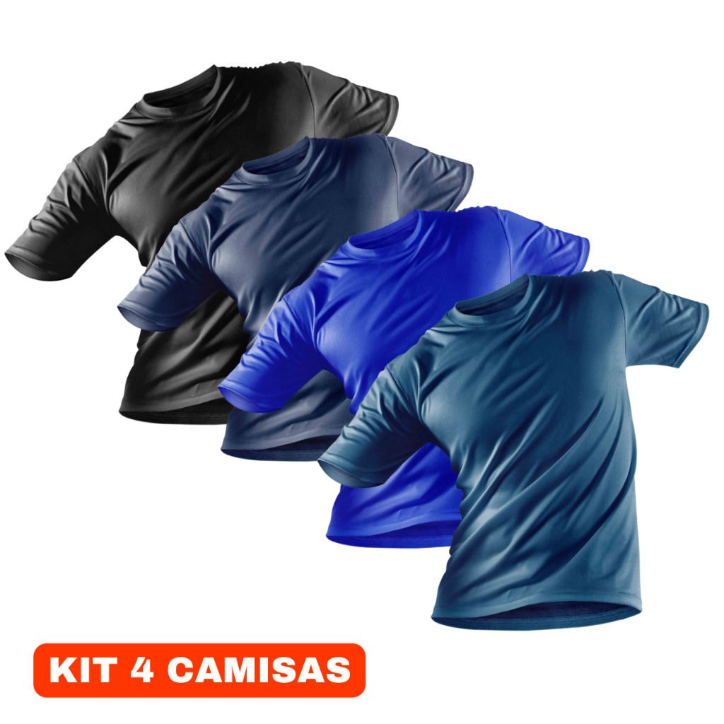 Kit 4 Camisas Proteção UV 50+ Masculino Camiseta Manga Curta Térmica Academia Praia Piscina Sol