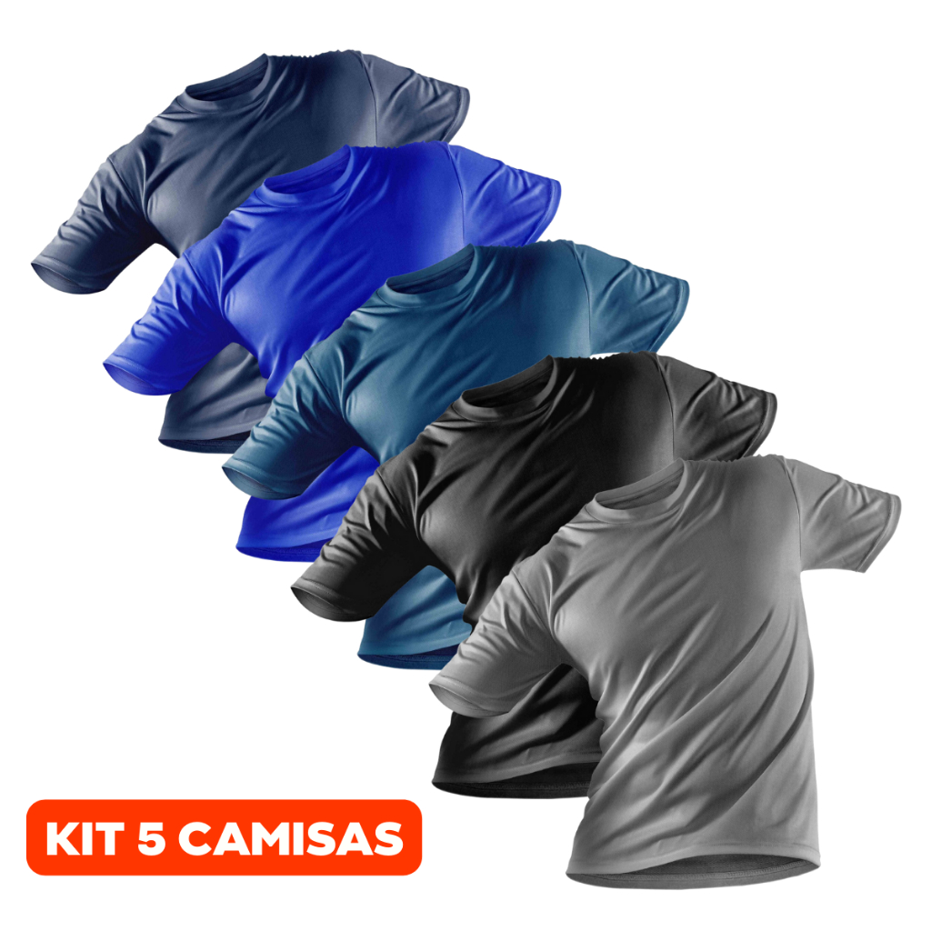 Kit 5 Camisas Proteção UV 50+ Masculino Manga Curta Camiseta Térmica