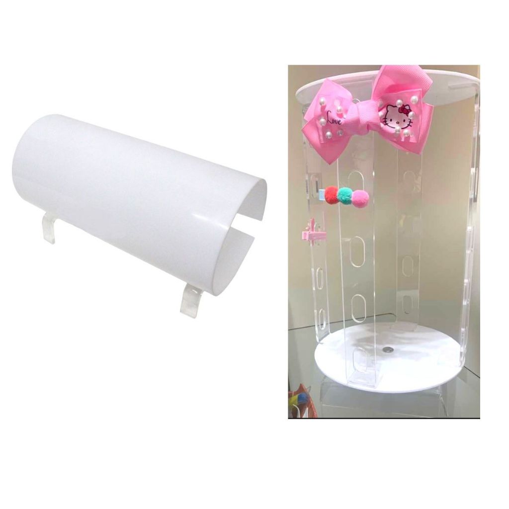 1 Expositor De Tiara + 1 Expositor de Laços Giratório - Acrílico Branco