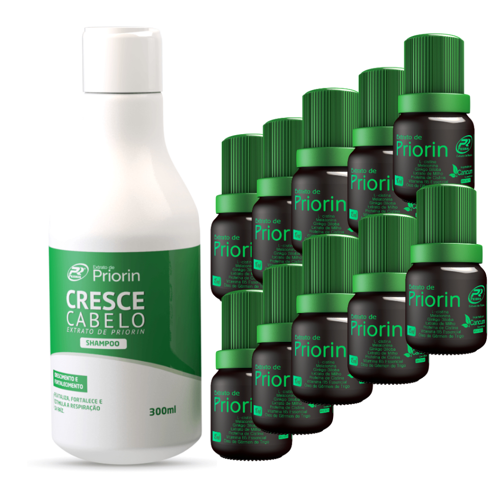 Cresce Pelo Extrato De Priorin Kit com 10 tônicos shampoo Cresce cabelo Original