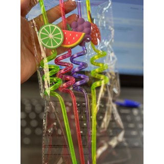 4 Unid. Canudo Fruta Tropical Acrílico Espiral Reutizável - CANUDO FRUTA em Oferta na Shopee