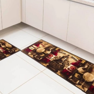 Jogo Tapete De Cozinha 2 Pçs Bistrô Antiderrapante