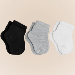 Pacote com 3 Pares de Meias Cano Curto Lupo Bebe Crianca Infantil em Algodao sem Estampa Basica