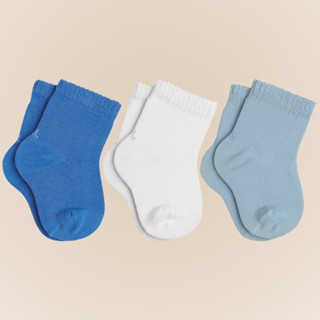 Kit com 3 Pares de Meias Lupo Baby Cano Curto sem Estampa Básica Lisa Kids Infantil em Algodão