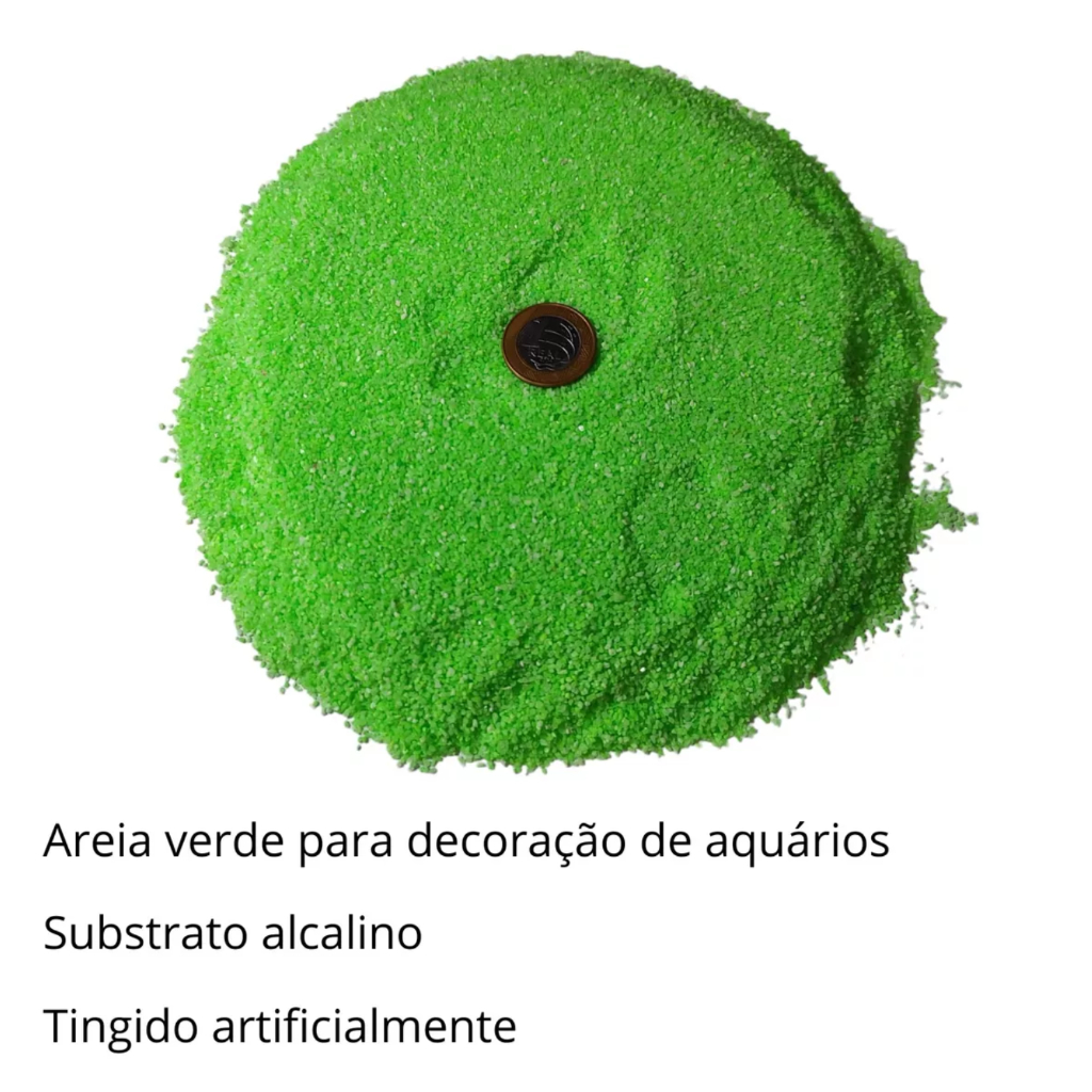 Areia Verde 1Kg Para Aquário Agua Doce Lago Ornamental Betta Beteira Substrato Decorativo Decoração Colorida