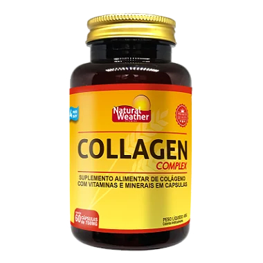 Colágeno Hidrolisado com Vitaminas A C D E + Minerais | 60 Cápsulas Natural Weather Collagen Complex