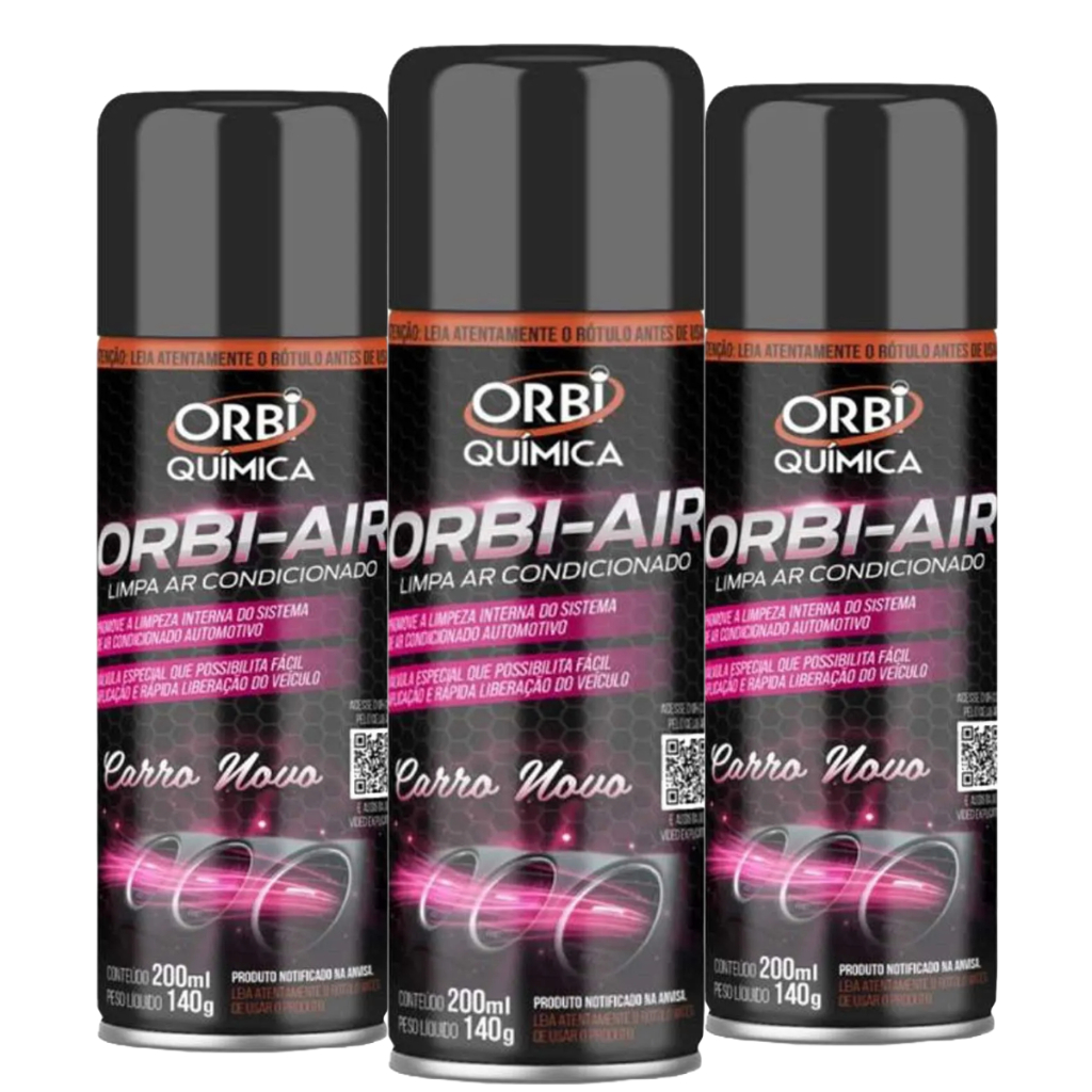 Kit 3 Higienizador Limpa Ar Condicionado Orbi Air Spray 200ml