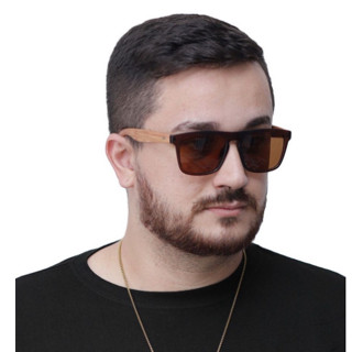 Óculos de Sol Masculino The Ferris one Squared Lançamento Estilo Madeira Bambu 56035