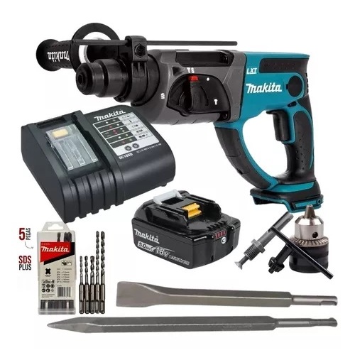 Martelete Makita Rompedor Bateria 18v 5ah Dhr202z + 9 Acessorio em Oferta na Shopee
