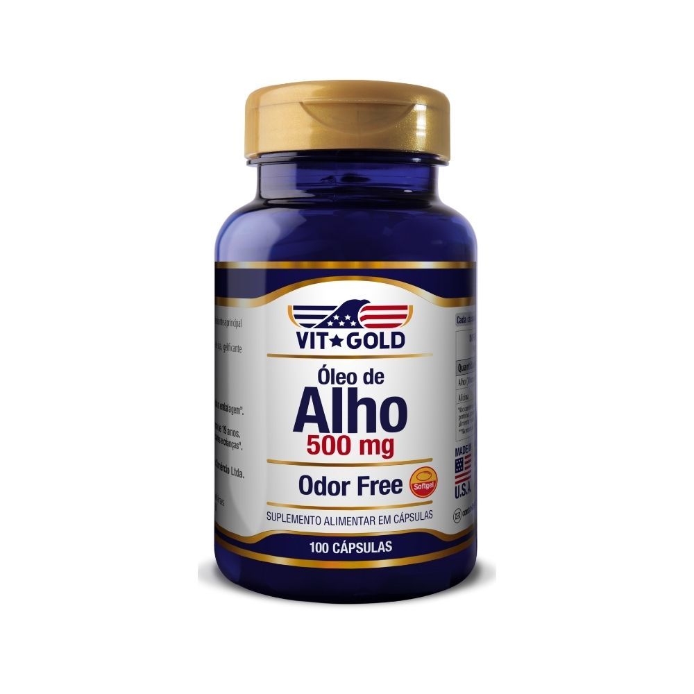 Óleo de Alho 500mg Odor Free Vitgold 100 cápsulas