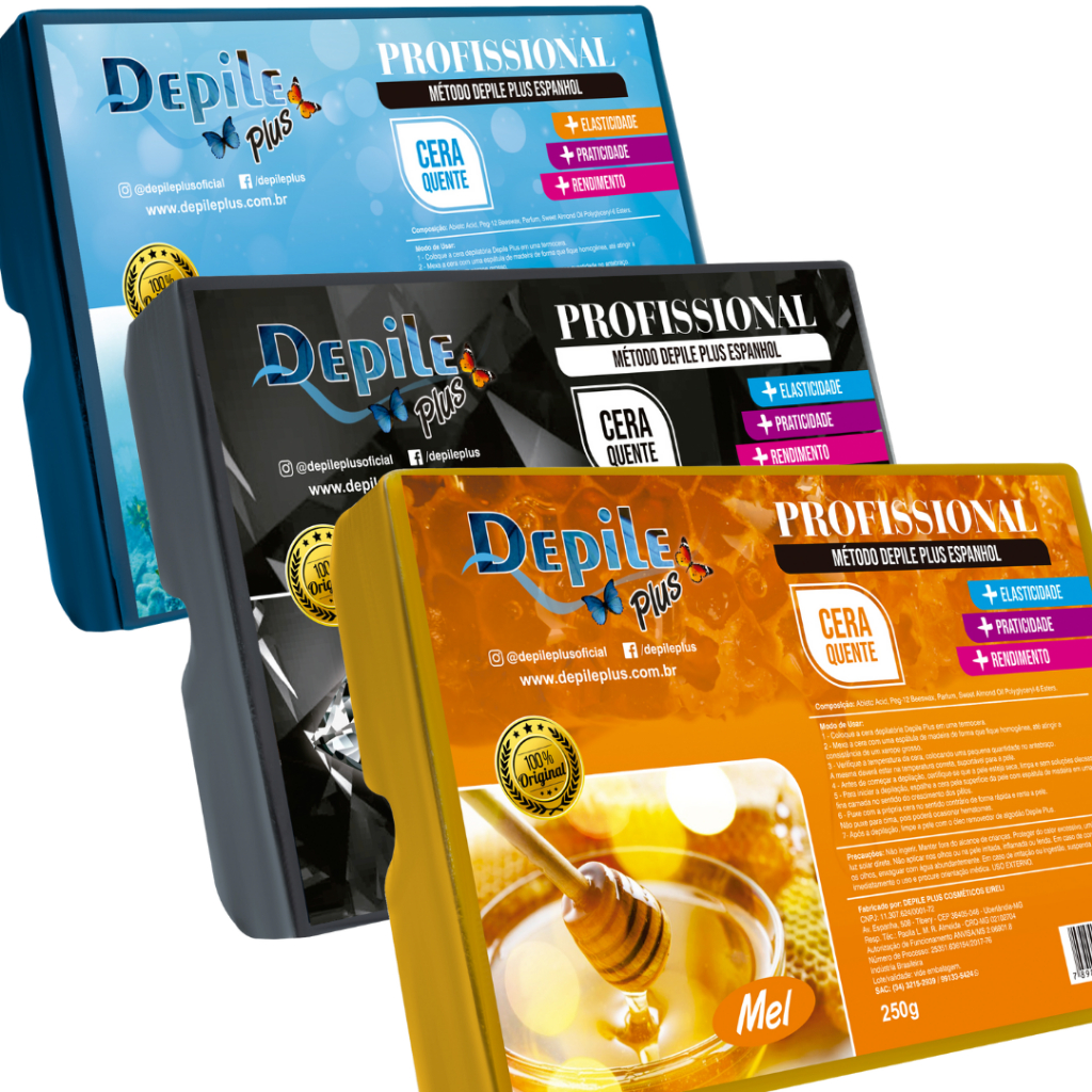 Cera Barra Método Espanhol para Depilação Profissional Depile Plus 250 gramas em Oferta na Shopee