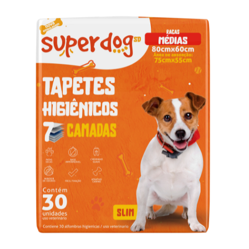 Tapetes Higiênicos Super Dog para Raças Medias 6x30=180 Unidades