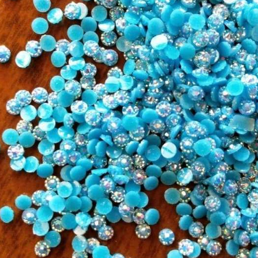 margarida azul turquesa 2.8mm - pedrarias para adesivos e joias de unhas