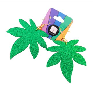 Brinco de Glitter folha de Maconha