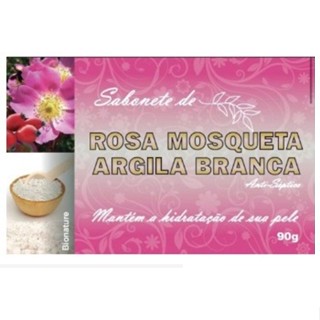 Sabonete ROSA MOSQUETA COM ARGILA BRANCA em Barra Natural 90g Bio-nature - 1 Unidade