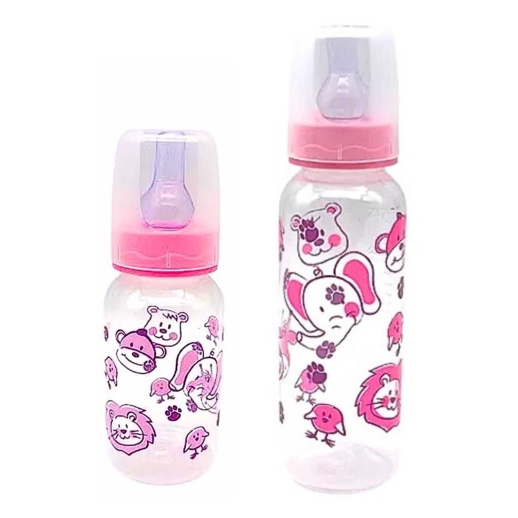 2 Mamadeiras Rosa Grande E Média Menina 3 Meses 240ml e 140ml