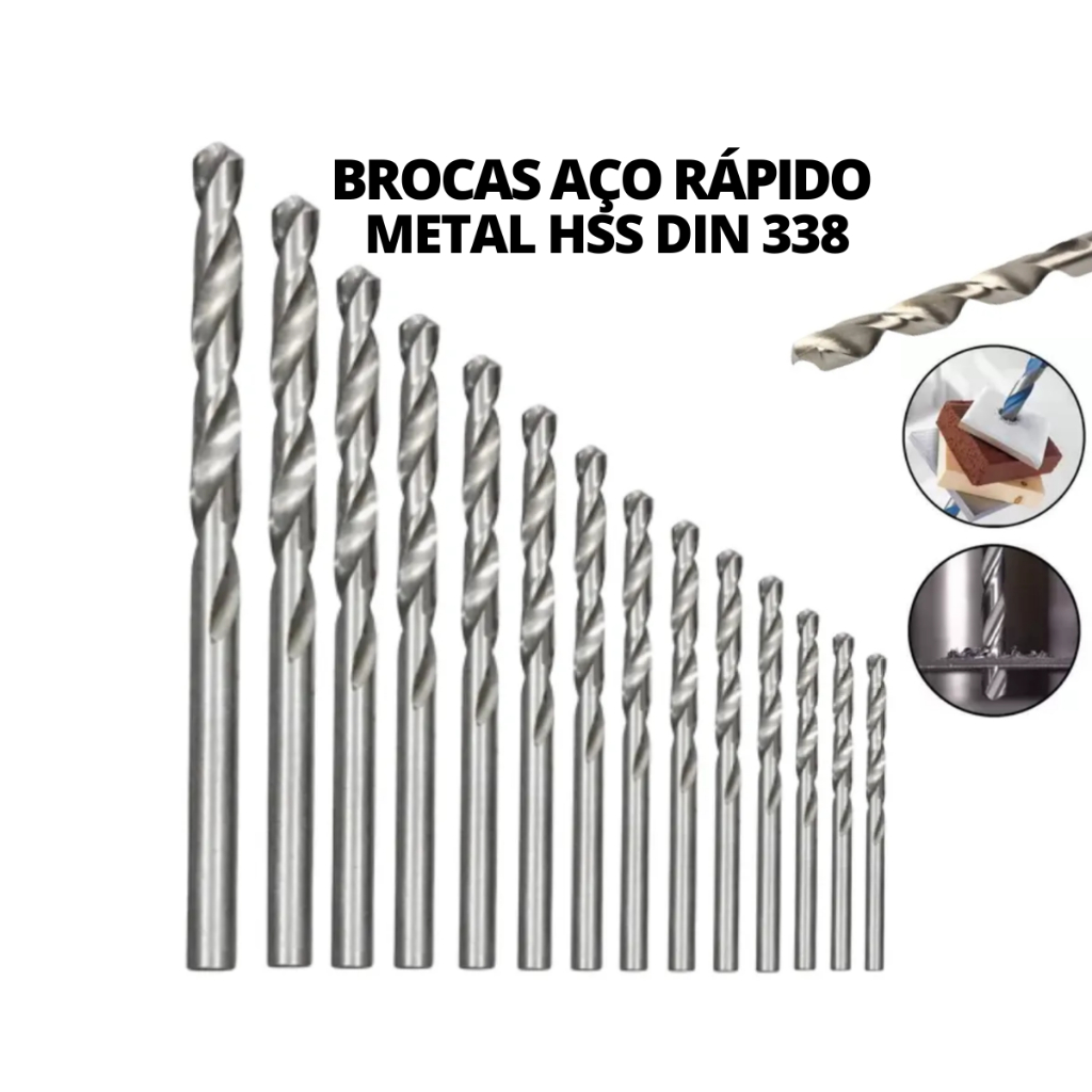 Broca de Aço Rápido Para Metal Hss 1,5mm a 12,5mm Furar Aço Ferro Alumínio Metais - Escolher Medida