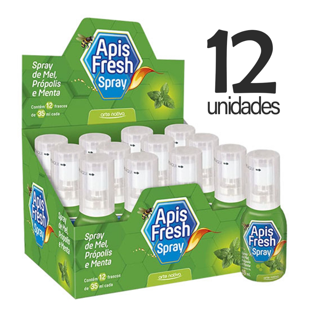 12un Aromatizante Bucal Apis Fresh Spray Mel, Própolis e Menta 35ml Arte Nativa