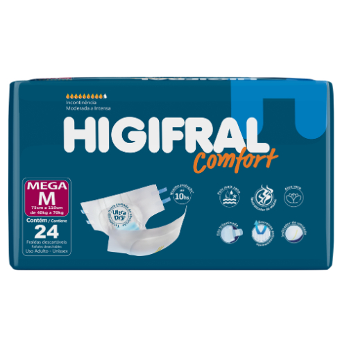Fralda Geriátrica Higifral Confort Mega ( Méd ) 9x24= 216 Un