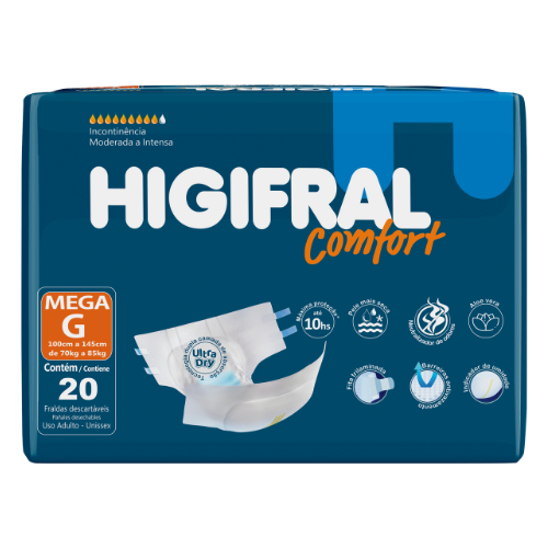 Fralda Geriátrica Higifral Confort Mega ( Gde ) 3x20= 60 Un