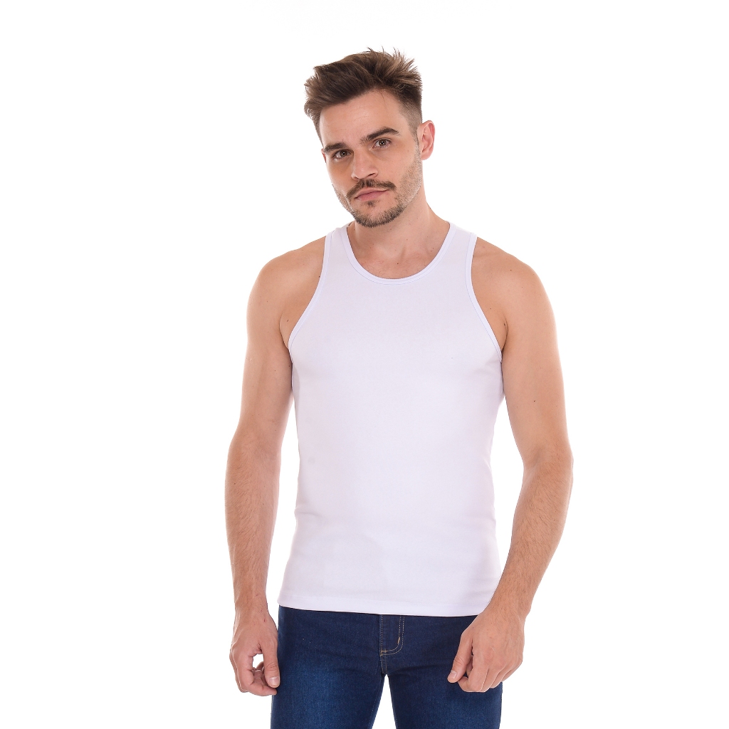 Regata Masculina Ribana Estilo  Americana Camiseta Masculina Camiseta Regata Masculina Americana Canelada Rapper Algodão