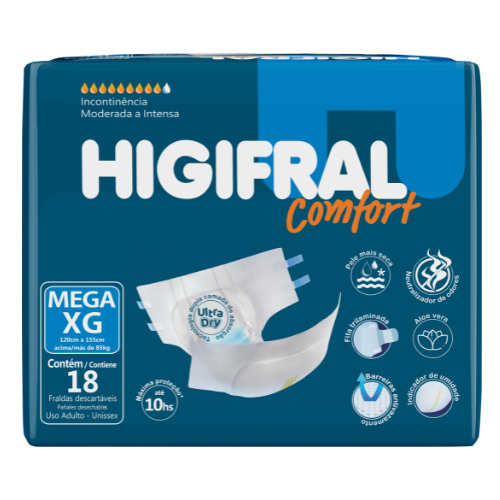 Fralda Geriátrica Higifral Confort Mega ( Exg ) 6x18= 108 Un