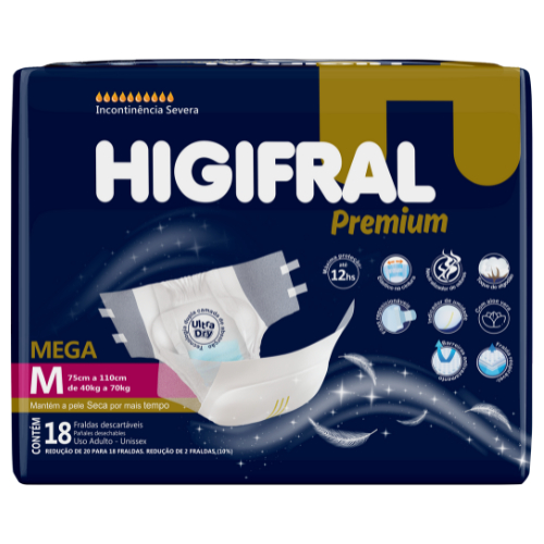 Fralda Geriátrica Higifral Premium - 03 Pacotes
