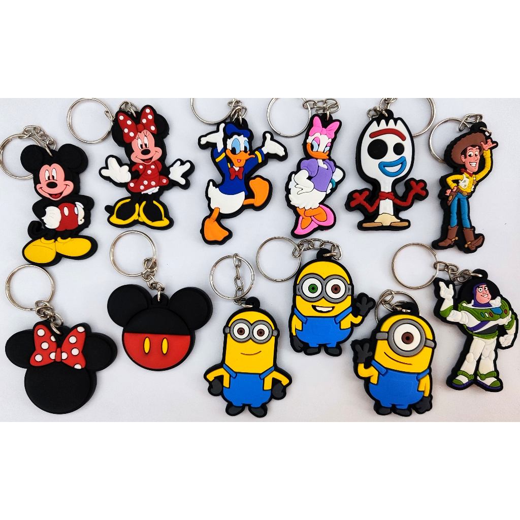 Chaveiros borracha desenho mickey minion em Oferta na Shopee