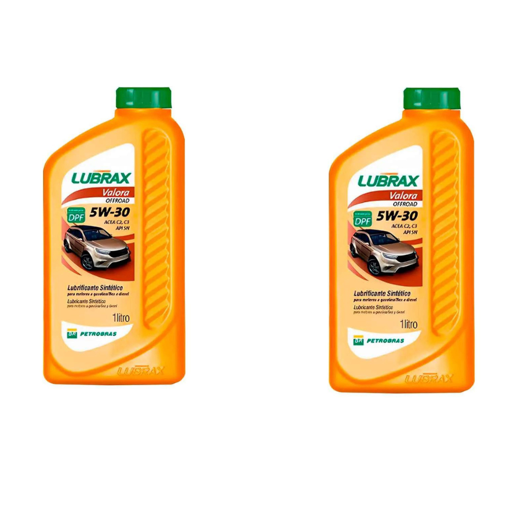 Óleo Lubrax 5w30-valora-offroad Acea C2 C3 Api Sn Kit 02 unidades de 1 litro.