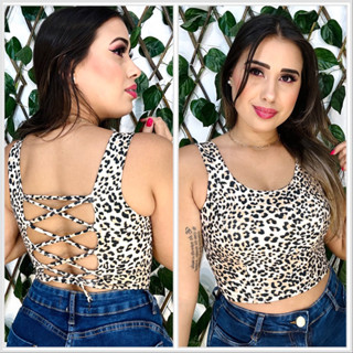 Cropped Top trançado feminino alça grossa