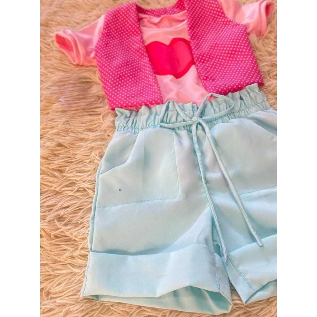 Conjunto roupa Personalizada moda feminina infantil short, menina blogueirinha, aniversario, passeio, verão, promoção. em Oferta na Shopee