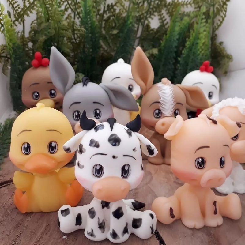 50 Bichinhos da Fazendinha em biscuit para lembrancinha festa de aniversário infantil personalizado