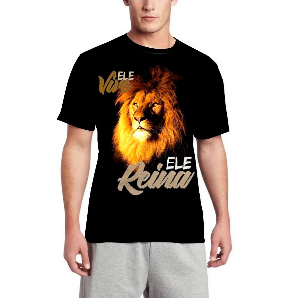 Camiseta Gospel Evangélica  Ele Vive Ele Reina