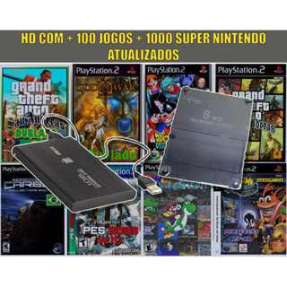Hd com mais de 100 jogos + memory card para ps2