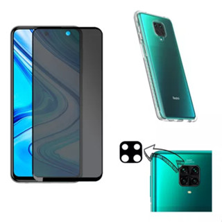 Kit Para Xiaomi Note 9S Película Privacidade + Capa Capinha Anti Shock+Pelicula Camera 3D
