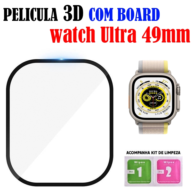 Peliculas 3D Vidro Temperado Apple Watch Ultra 49mm  Protetor de Tela Smart Watch Com Boarder