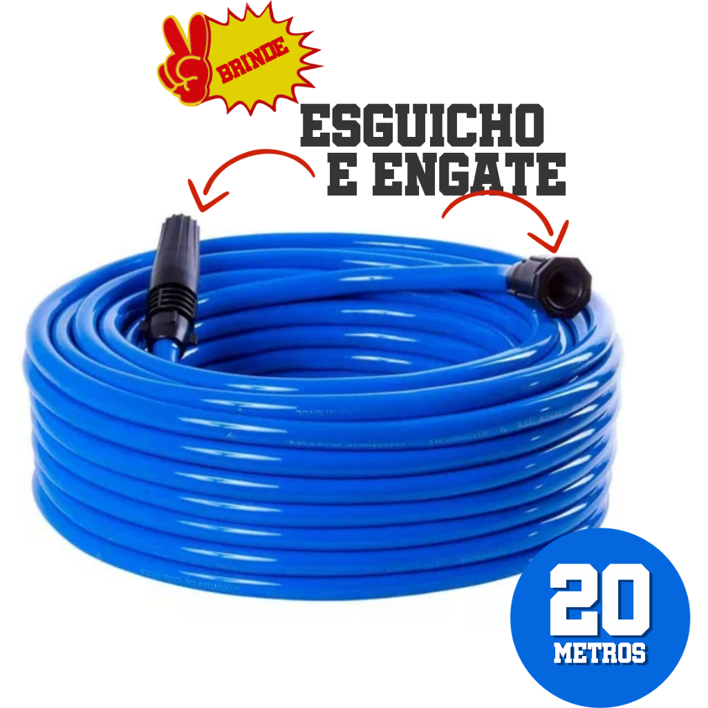 Mangueira de jardim siliconada  por dupla camada 20metros Flexível Resistente pronta para usar.
