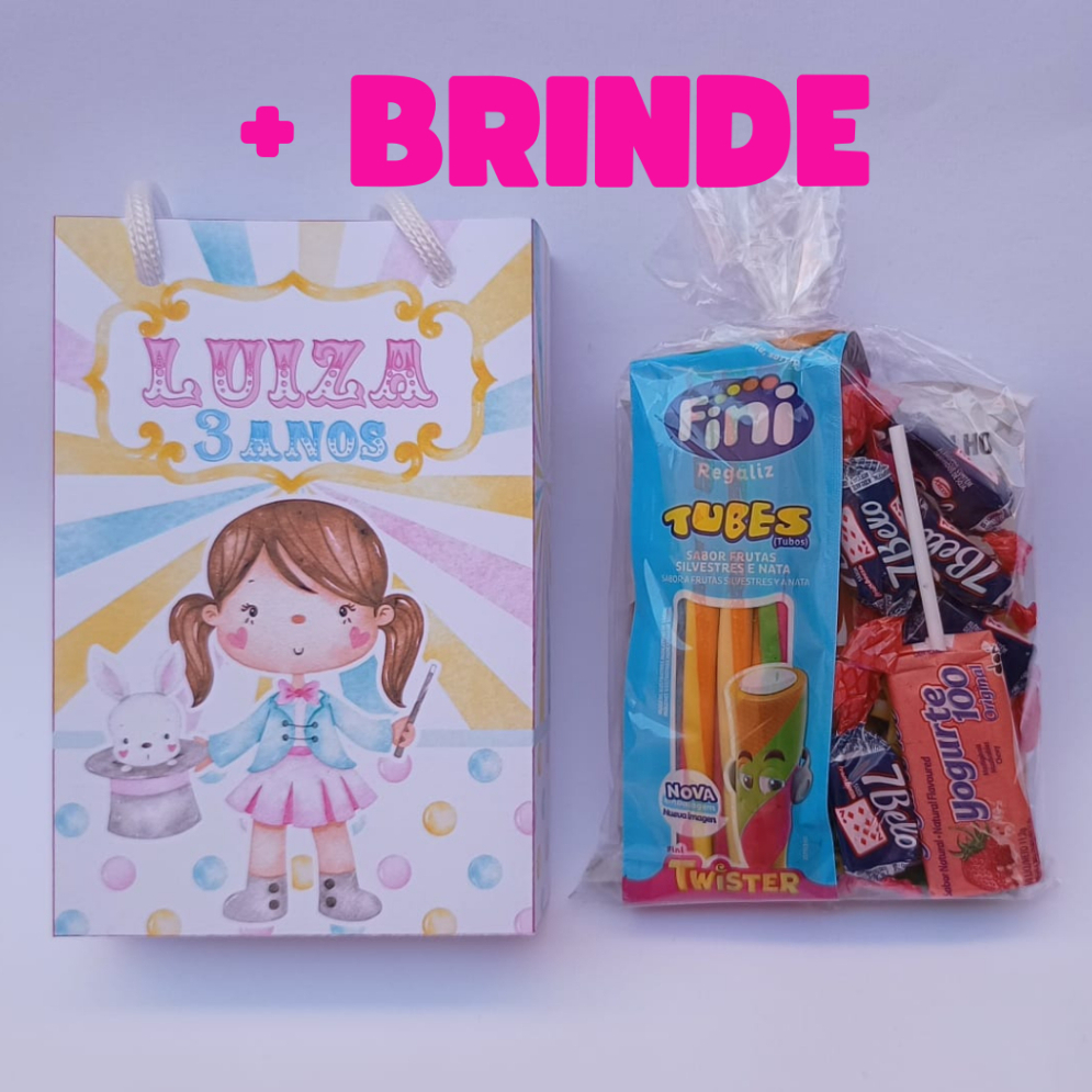 KIT SACOLINHA SURPRESA PERSONALIZADA COM DOCES CIRCO ROSA LEMBRANCINHA DE FESTA (FAZEMOS QUALQUER TEMA)