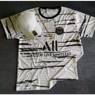 Camisa camiseta de time uniforme psg branco e preto personalizada com nome e número infantil e aduto